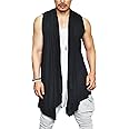 COOFANDY Men's Ruffle Shawl Collar Cardigan Sleeveless Open Front Sleeveless Kimono Vest