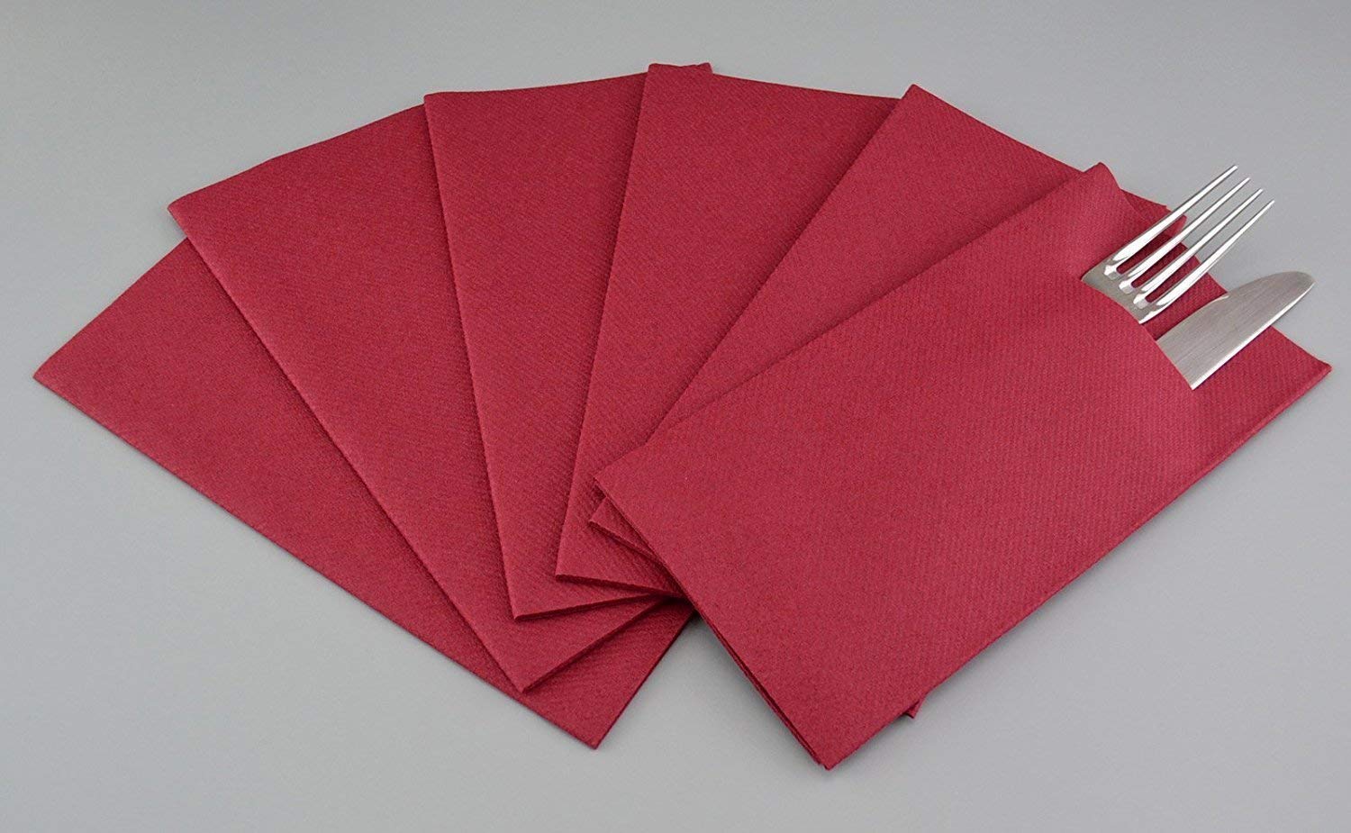 Pack of 75 Cutlery Napkins Bordeaux 40 x 40 cm Fabric-Like with Slot for Cutlery Folded Wine Red Cutlery Pockets Dinner