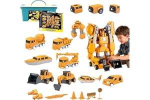 Smartoon Jouets magnétiques pour enfants, ensemble de 35 pièces, robot 7 en 1, véhicule de construction et robot avec boîte d