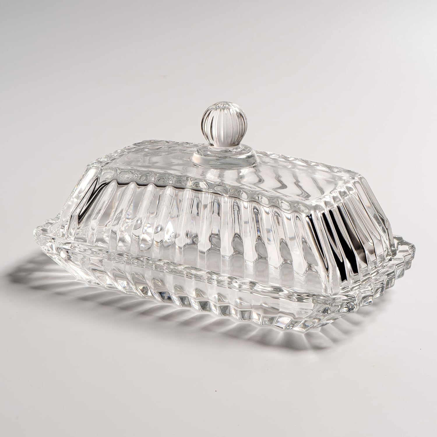 Photo 1 of ***MINOR DAMGE***
Clear Glass Butter Dish with Lid, Covered Butter Stick Holder Tray, Crystal Glass Butter Storage Container for Fridge Countertop