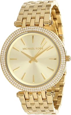 Relógio feminino michael kors darci, movimento de três ponteiros, caixa de aço inoxidável dourado de 39 mm com pulseira de aço inoxidável, mk3191