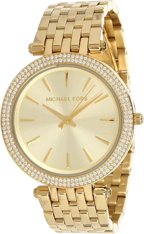 Relógio feminino michael kors darci, movimento de três ponteiros, caixa de aço inoxidável dourado de 39 mm com pulseira de aço inoxidável, mk3191