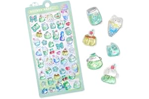 BYETOCE Thick Puffy Stickers Cartoon 3D Stickers Cute Ice Cream Soft Stickers Reusable Fuzzy Stickers Mini Tiny Stickers for Scrapbooks Planner Journals Laptops Phone Case DIY