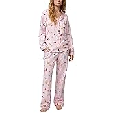 Bed Head PJs Womens Matching Pajamas - Soft Organic Cotton Long Sleeve Button Down PJ Top & Pants Set, Loungewear & Sleepwear