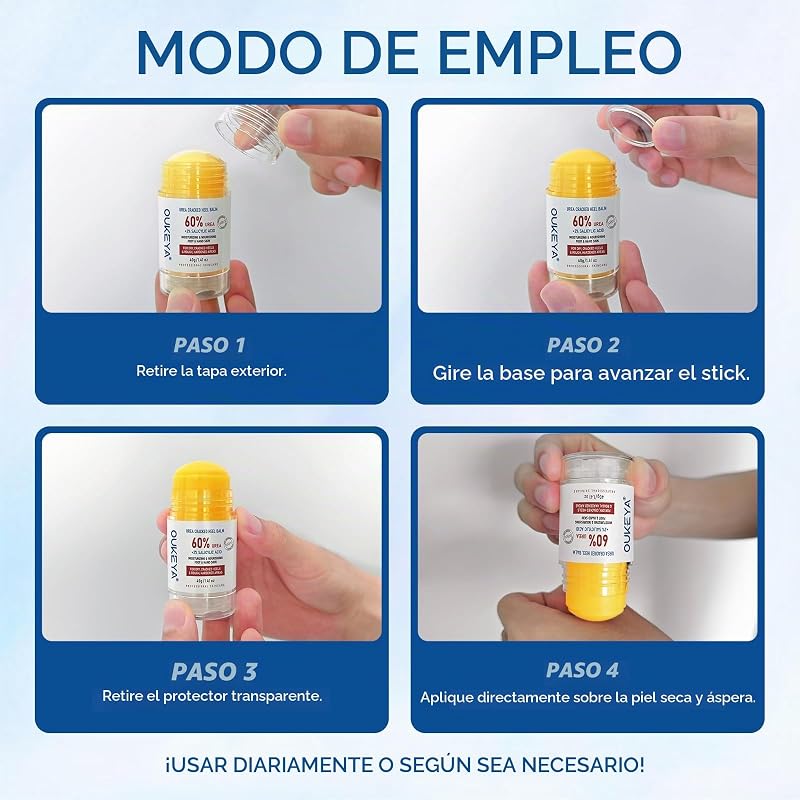 Stick Antidurezas con 60% Urea & 2% SA, Bálsamo Sólido Suavizante para Talones, Pies, Codos y Rodillas, Cuidado Intensivo para Piel Seca y Áspera, 40 g