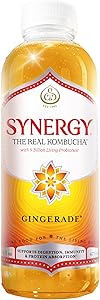 SYNERGY The Real Kombucha - Gingerade - 16 fl oz Bottle - Raw Probiotic Drink for Gut Health and Immune Support