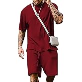 Babioboa Men's Short Sleeve Tracksuit Summer T Shirt & Shorts set 2 Pockets Oversize Two Piece Casual Daily Duty-off