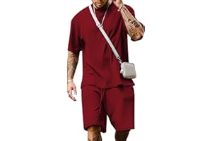 Babioboa Men's Short Sleeve Tracksuit Summer T Shirt & Shorts set 2 Pockets Oversize Two Piece Casual Daily Duty-off