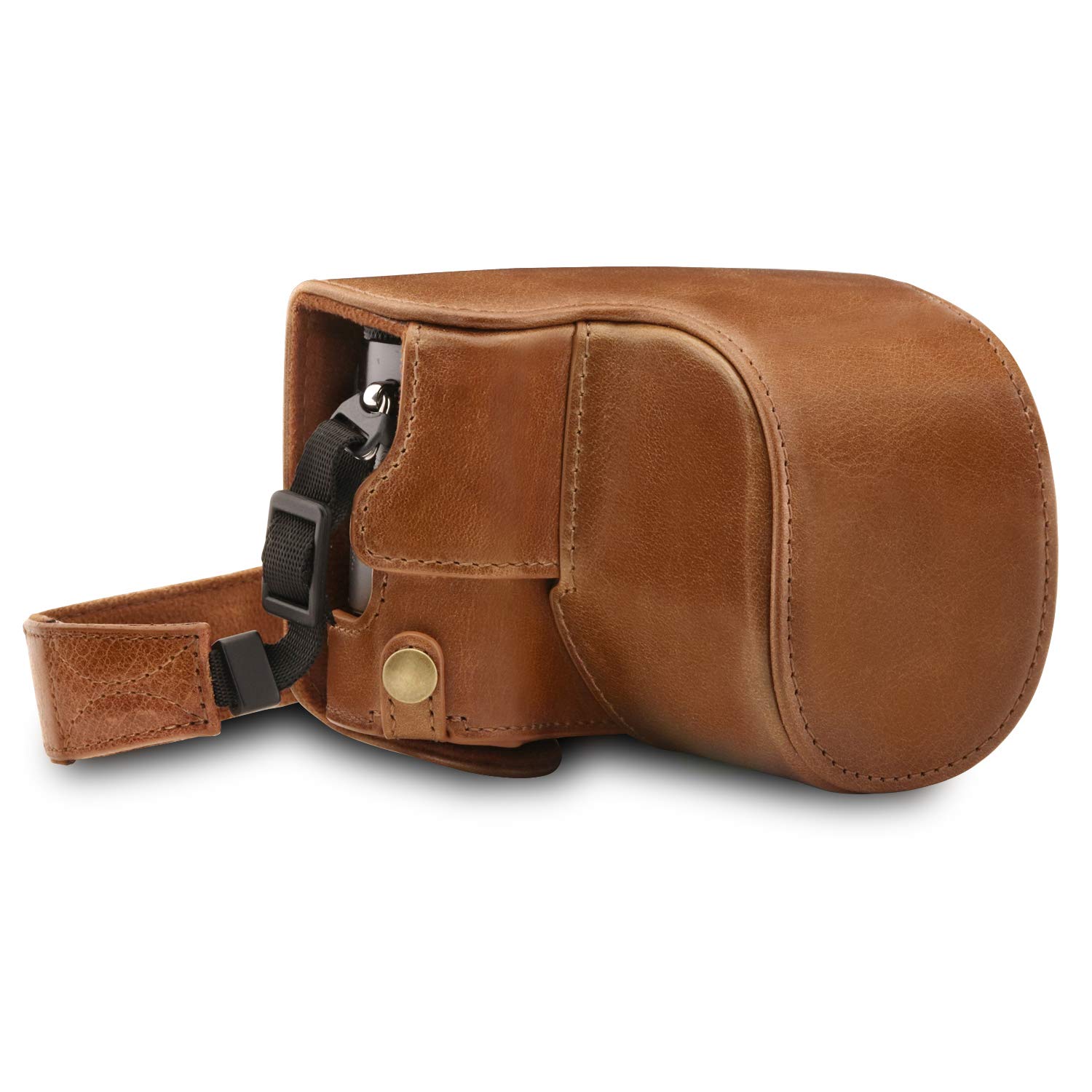 MegaGear MG1566 Ever Ready Genuine Leather Camera Case compatible with Panasonic Lumix DC-LX100 II - Brown