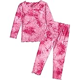 Jimonda Kids Soft Rayon From Bamboo Sleepwear Long Sleeve Boys Girls Pajama Outdoor 2-Piece tops&pant Casual sets Tie Dye PJ