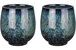 HARFINGTON 2pcs Chinese Ceramic Teacups 5.41oz Traditional Gong Fu Tea Set Japanese No Handle Small Tea Cup for Mate Tea Coff