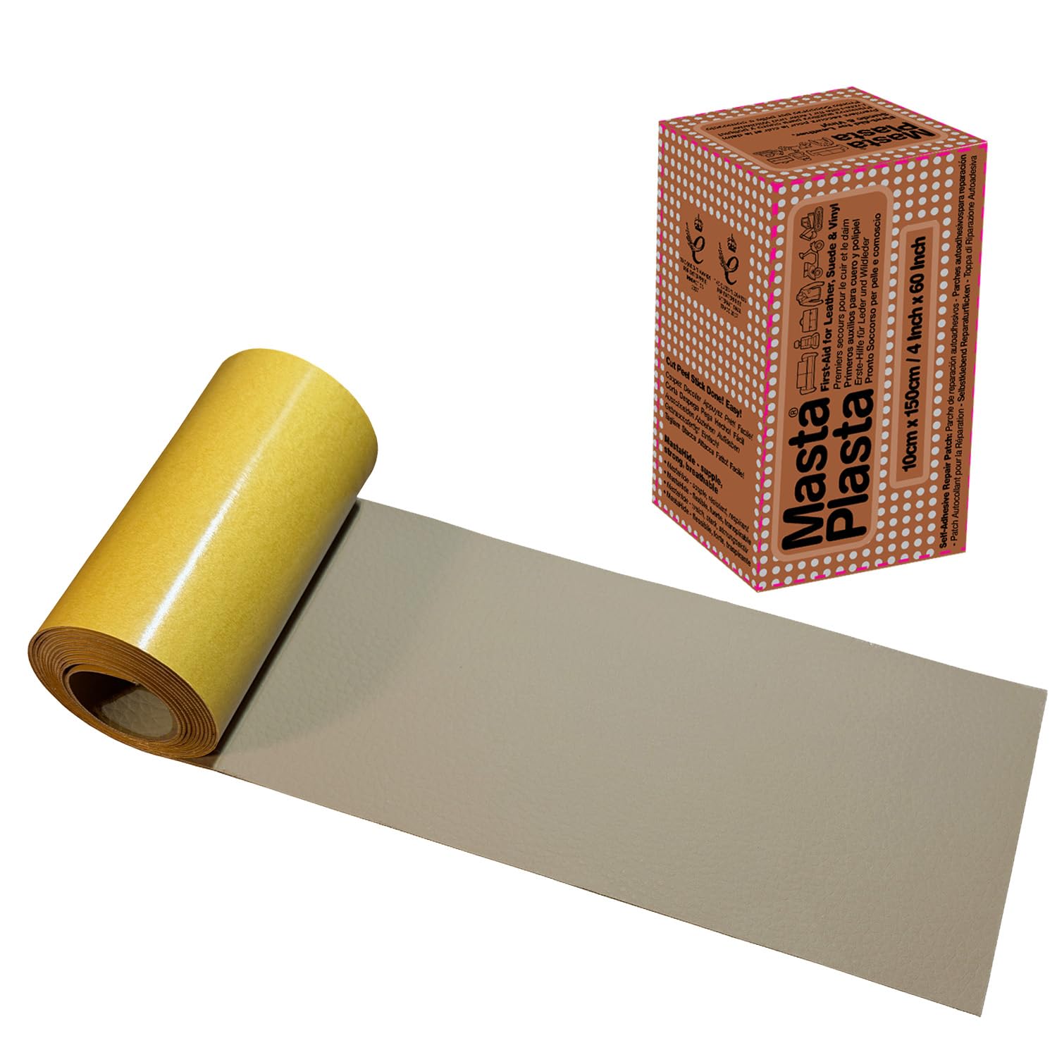 The Original All-in-One Leather Repair Kit by MastaPlasta. Self Adhesive Leather Repair Patch for Sofas - Beige 150 x 10 cm (60 x 4in). Easy Upholstery-Quality Leather Repair for Car Seats & DIY