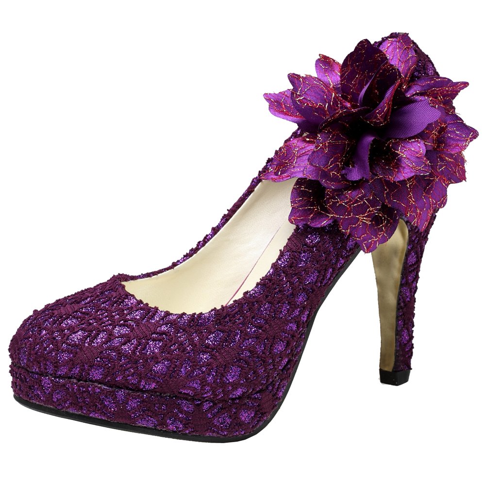 getmorebeauty Women's Vintage Lace Flowers Party Dress High Heel