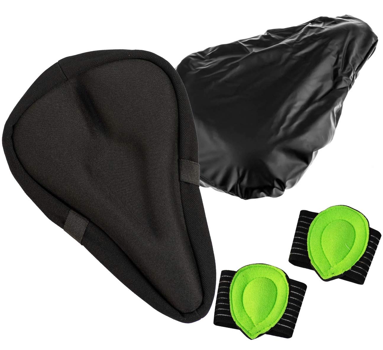FitPanther Gel Bike Seat Cover 3 Piece Set, Breathable Saddle Cover, Comes With A Foot Arch Support and Waterproof Seat Cover, Optimal Padded Gel Bike Seat Cushion for Adults and Children