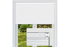 FabuBlinds Cordless Cellular Shades, No Drill No Tools Light Filtering Honeycomb Shades, Pleated Blinds for Windows, Easy to Install, White 34" W x 48" H