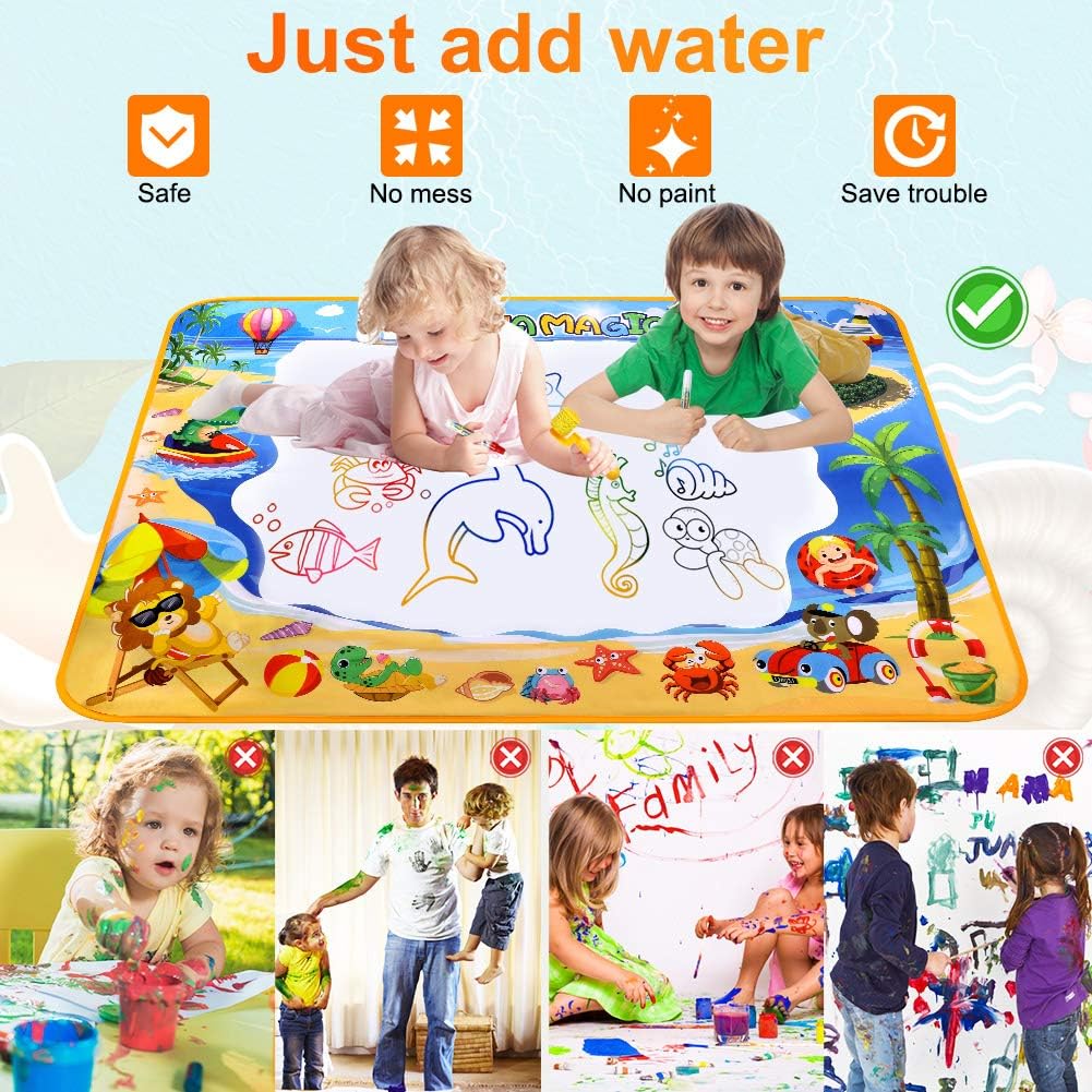 Toyard Doodle Mat, Large Aqua Magic Water Drawing Mat Toy Gifts for Boys Girls Kids Painting Writing Pad Educational Learning Toys for Toddler: Toys & Games