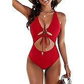 Blooming Jelly Womens Sexy One Piece Swimsuit Cut Out Slimming Bathing Suit V Neck Crisscross Back Swimwear