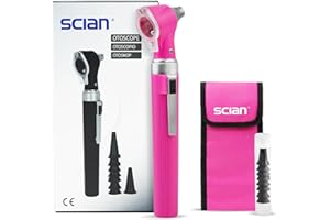 Scian Otoscope - Ear Scope with Light, Pocket Ear Diagnostic Kit with 3X Magnify Lens & 8 Speculum Tips for Kids,Elders,Dogs,Home Use (Pink)