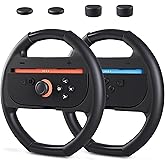 GLDRAM Steering Wheel for Nintendo Switch 2 Joycon (2025), Motion Control Racing Wheel with 4 Thumb Grips for Mario Kart World & 8 Deluxe, Racing Games Accessories with Ergonomic Design - 2pc Black