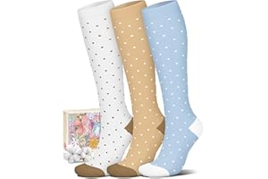 Cotton Compression Socks for Women&Men 15-20mmHg Knee High Compression Stockings Cute Support Sock for Nurse Pregnancy