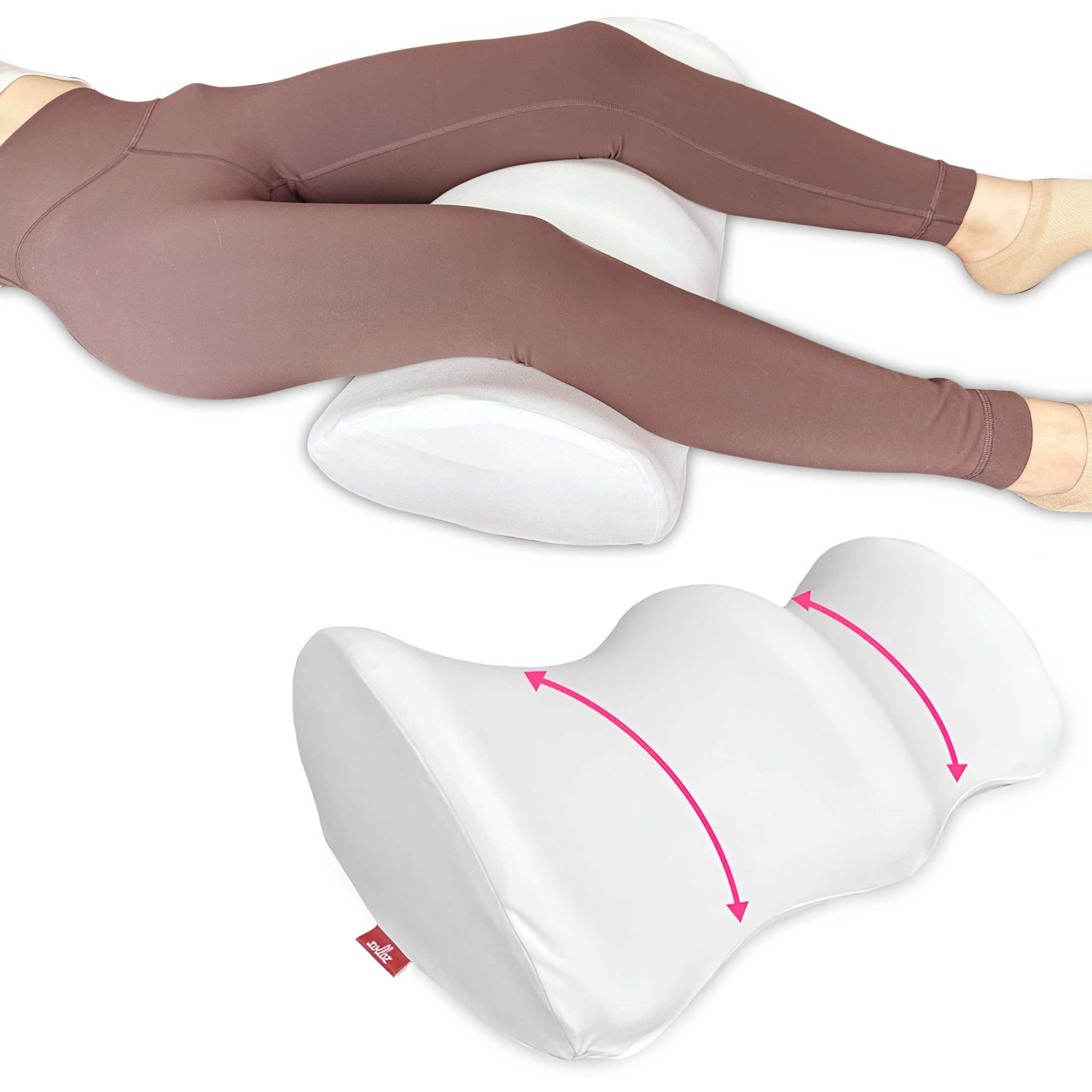 Photo 1 of XOLLOZ Premium Memory Foam Knee Pillow for Back Sleepers – Leg Support Wedge, Bolster Pillow for Under Leg & Back Pain Relief – Ideal for Home & Salon – White