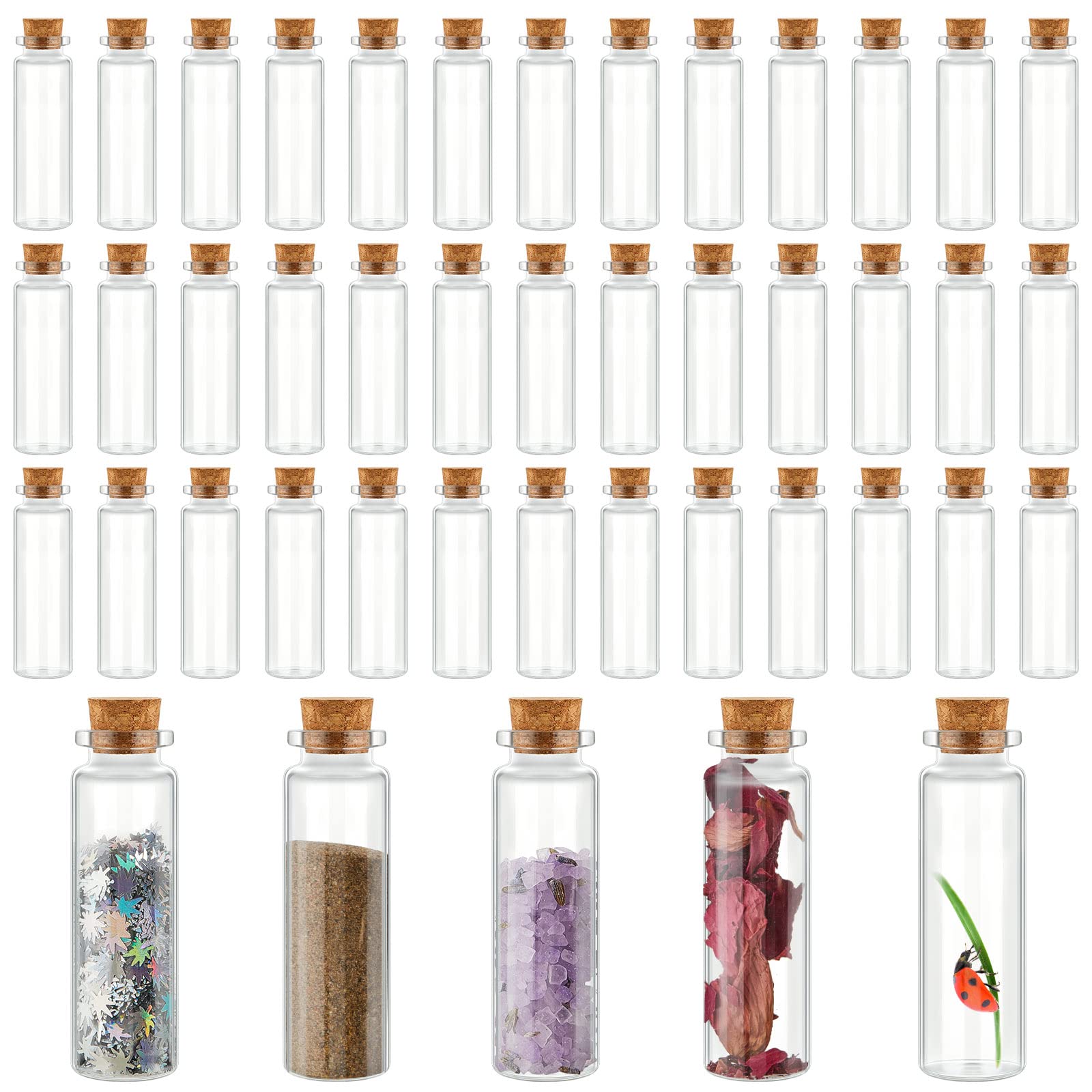 Photo 1 of 200 Pcs Halloween Glass Potion Bottles with Cork Stoppers Small Glass Bottles DIY Mini Jars Tiny Clear Vials for Halloween Witch Props Cosplay Accessories Party DIY Crafts Decoration(15 ml)