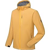 Little Donkey Andy Men’s Fleece Lined Softshell Jacket Lightweight Warm Water Repellent Coat with Removable Hood for Ski