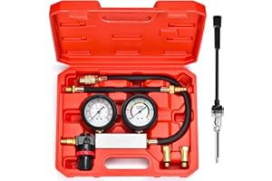 BEAUGIREW Cylinder Leak Down Tester Kit Automotive Engine Compression Tester Dual Gauge Leakdown Detector Tool Set with Spark