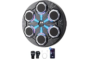 DMCETU Music Boxing Machine for Kids with Bluetooth & LED Lights - 15-Speed Adjustable Wall-Mounted Punching Pad for Adults Silent Training, No-Drill Installation, Type-C Charging（Blue