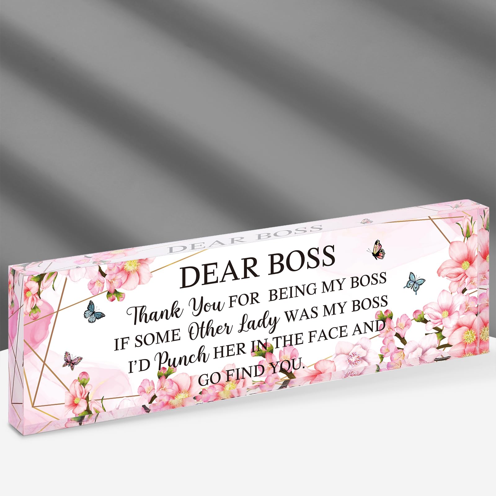 Photo 1 of Pinkunn Boss Lady Gifts for Women Inspirational Quotes Office Gifts for Women Acrylic Boss Lady Office Decor Birthday Appreciation Keepsake and Paperweight for Leader(Elegant Style)