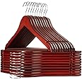 Casafield - 20 Cherry Wooden Suit Hangers - Premium Lotus Wood with Notches & Chrome Swivel Hook for Dress Clothes, Coats, Jackets, Pants, Shirts, Skirts