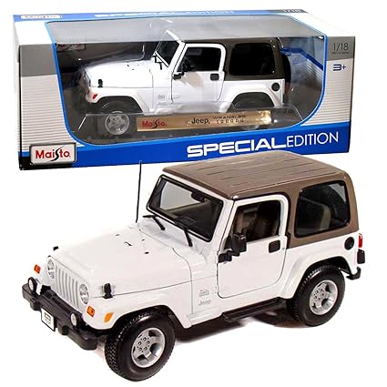 Maisto Year 2014 Special Edition Series 1:18 Scale Die Cast Car Set White Color Sports Utility Vehicle Jeep Wrangler Sahara (Suv Dimension: 8 X 3 1/2 X 3 1/2)