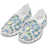 Floral Round Toe Cute Shoes for Office Work Women Elegant Slip On Flat Lightweight Comfortable Walking Shoes Women Summer Casual Daily Wear Gifts for Wife Mom Sister