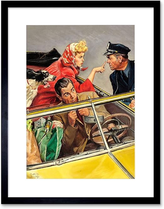 Amazon Co Jp Paintings Portrait Police Car Woman Man Dog Framed Wall Art Print 絵画ポートレート女性壁 Home Kitchen