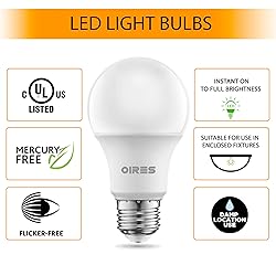 OIRES 60W Equivalent LED Light Bulb 800 Lumens A19
