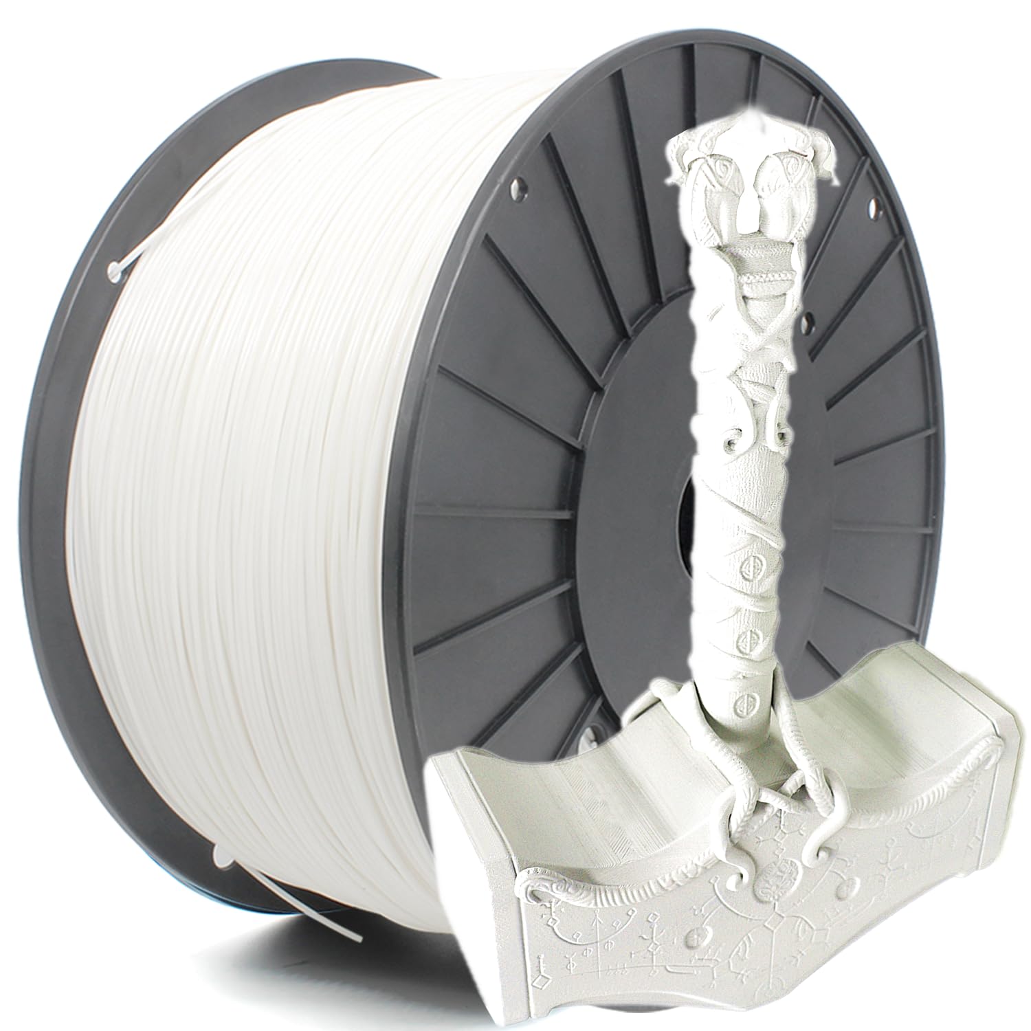RepRapper 3KG PLA Printer Filament 1.75mm, Dimensional Accuracy +/- 0.03mm, 3kg Spool (6.6 LBS) 3D Printing Filament for 3D Printers, White