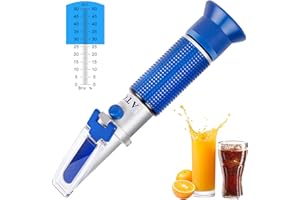 NEEBETEK 0-50% Brix Meter Refractometer for Sugar Content Test in Fruit Juices, Sugary Drinks, Jams, Sauces, Industrial Cutting Fluids Concentration Tester with ATC, Hydrometer in Wine Making, Homebrew Kit