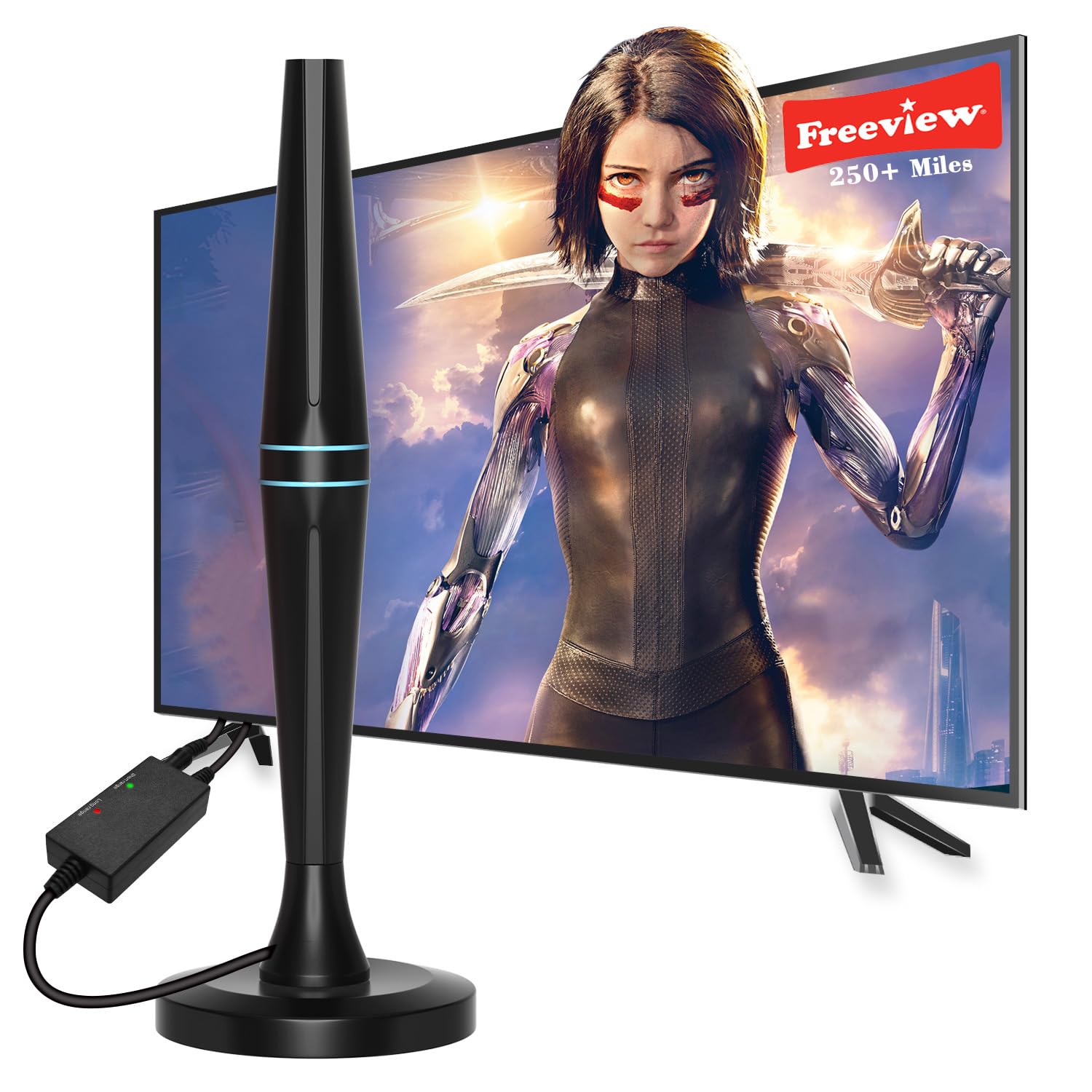 TV Aerial - Indoor TV Aerial for Smart TV with Signal Booster - Digital TV Aerial for Freeview TV 280+ Miles Long Range Support 4K 1080P