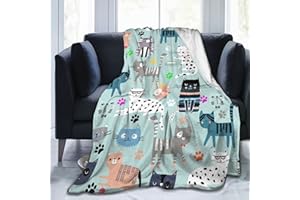 ADIJOK Cat Blanket Gifts for Women Girls Soft Flannel Cat Lovers Throw Blanket for Kids Adults 50"X 40"