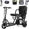 2025 Mobility Scooters for Adults 300lbs,Automatic Cruise Control, 3 Gear Speed Upgrade Folding Scooters, Ultra Lightweight Folding Mobility Scooters Seniors, Airline Approved, 3 Wheel Travel Scooter