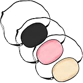 Skylety 3 Pcs Silk Eye Patch Medical Eye Patch, Black, Champagne, Peach | Elastic Lazy Adjustable Single Eyepatch with Elastic Strap for Adult Women