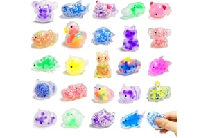 CHERISLPY 24 Pcs Animal Mini Sensory Stress Ball Pack for Kids Girls Boys, Squeeze Toy to Stress Reliever,Great for Kids Christmas Party Favors, (Animal Sea)