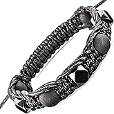 Wallystone Gems Shungite Bracelet with Hematite Faceted Beads - Jewelry for Men Women - Natural Black Stone - Brided Dense Beaded - Adjust Wirst Size - Each one has a Certificate of Authenticity