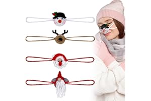 Breathffy 4 Pcs Nose Warmer for Christmas Winter Cozy Nose Cover Funny Knitted Guard Protector Cute Elk Gnome Santa Claus Snowman Christmas Supplies Xmas Party Decoration for Men Women Outdoor Ski