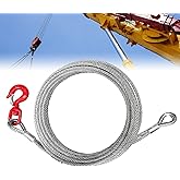 YATOINTO Galvanized Steel Winch Cable, 3/8" Towing Cable Heavy Duty, 10582LBS Breaking Strength, with Swivel Hook 1T and 2 Aluminum Rings, 6x19 Strand Core Steel Cable for Crane Tow Truck (50 FT)