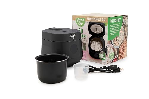 Pine Tech Rice Cooker GreenLife Digital Rice Cooker, 2-Cups Uncooked/4-Cups Cooked, Removable ...