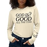 Long Sleeve Shirts for Women - Womens Christian Graphic Tees Religious Sayings Inspirational Tee Tops
