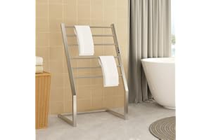 LALAHOO Heated Towel Rack, Freestanding Towel Warmer Rack,Towel Warmers for Bathroom with Timer,LED Display,Waterproof Stainless Steel,22” Heated Towel with Temperature Control,Silvery