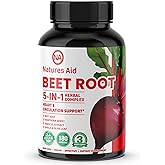 Natures Aid Beet Root Capsules - Super Beets Supplements from Fresh Beetroot Extract for Nitric Oxide, Blood Pressure & Heart Health Support- 180 Capsules