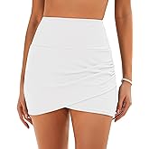 GRAPENT Women's High Waisted Bikini Swim Skirt Bottoms Ruched Ribbed Bathing Suit Skirts Tulip Tankini Swimsuit Bottom